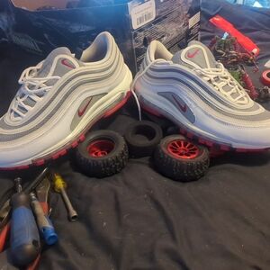 Nike 97 air max running shoes size 13 white red and gray